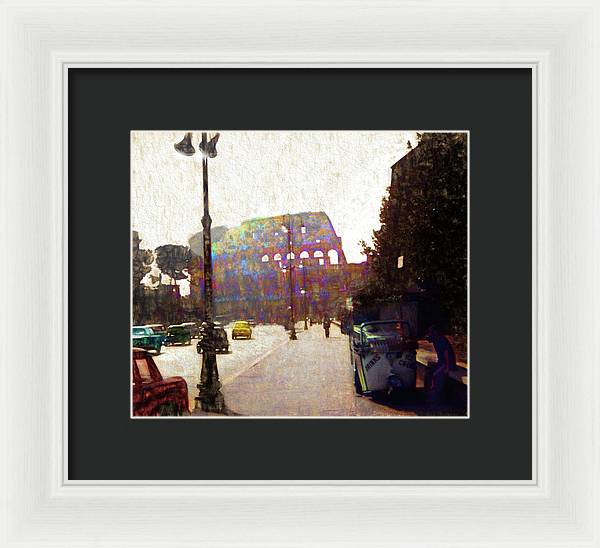 Vintage Travel Down The Street From The Colosseum - Framed Print