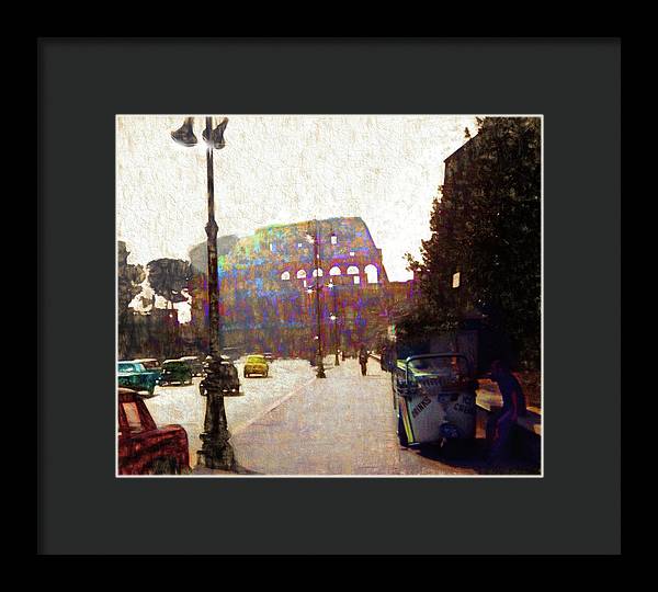 Vintage Travel Down The Street From The Colosseum - Framed Print