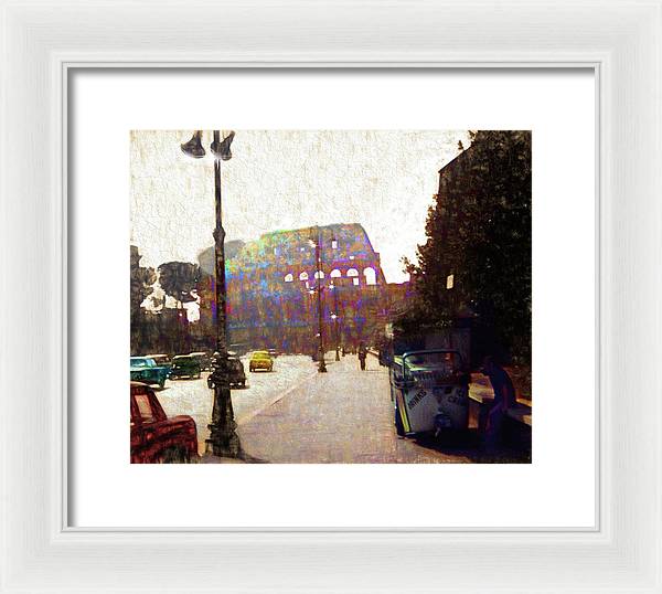 Vintage Travel Down The Street From The Colosseum - Framed Print