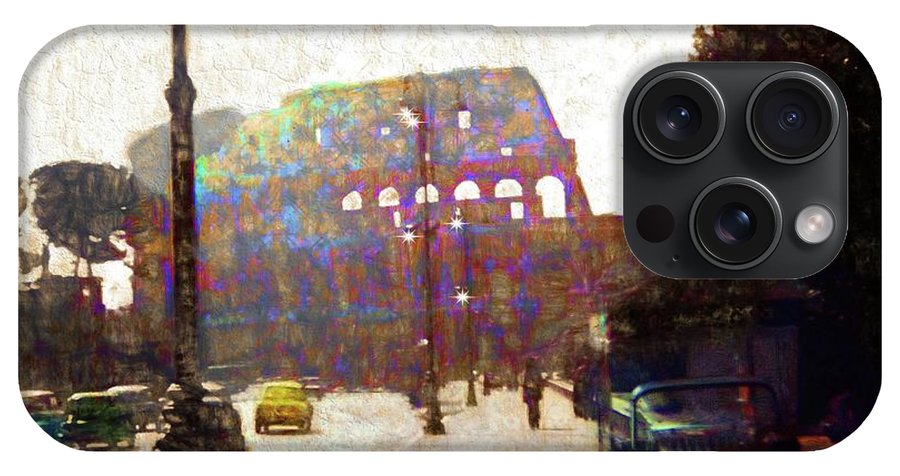 Vintage Travel Down The Street From The Colosseum - Phone Case