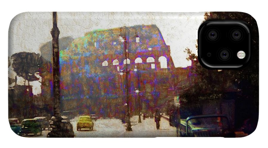 Vintage Travel Down The Street From The Colosseum - Phone Case