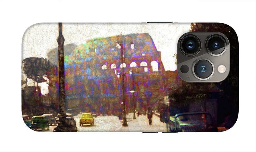 Vintage Travel Down The Street From The Colosseum - Phone Case