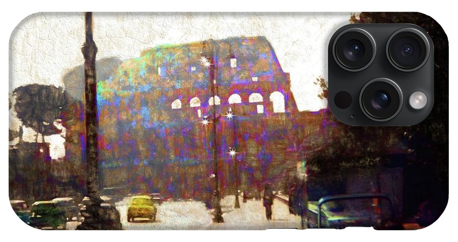 Vintage Travel Down The Street From The Colosseum - Phone Case