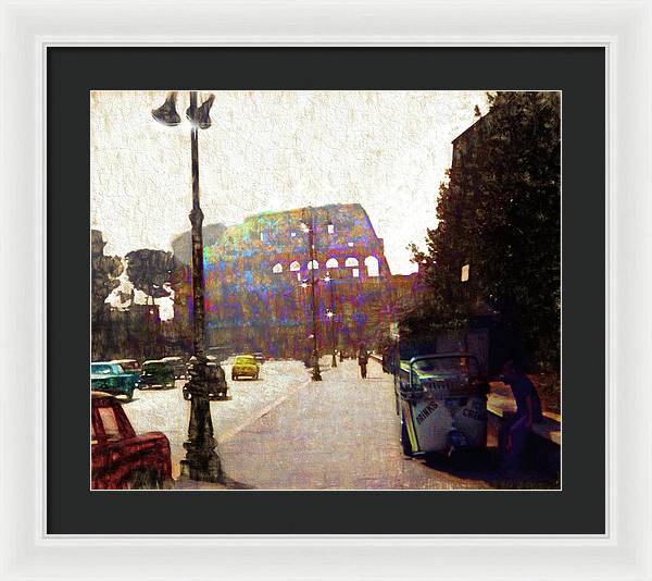 Vintage Travel Down The Street From The Colosseum - Framed Print