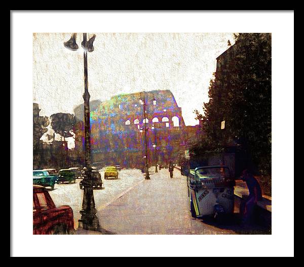 Vintage Travel Down The Street From The Colosseum - Framed Print