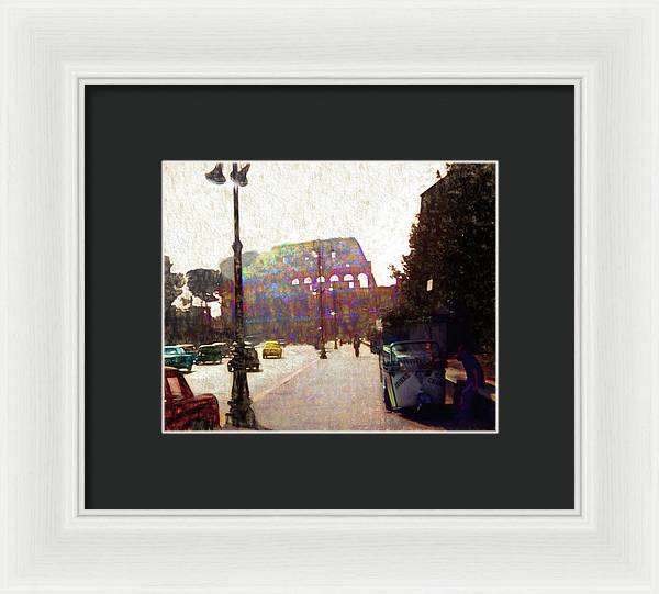 Vintage Travel Down The Street From The Colosseum - Framed Print