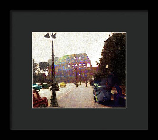 Vintage Travel Down The Street From The Colosseum - Framed Print