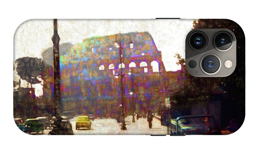 Vintage Travel Down The Street From The Colosseum - Phone Case