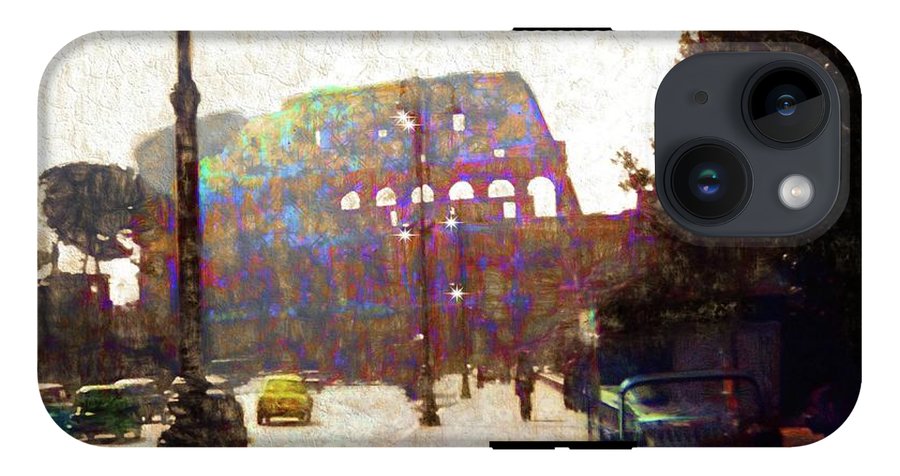 Vintage Travel Down The Street From The Colosseum - Phone Case