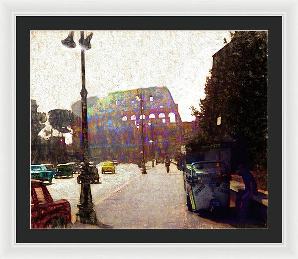 Vintage Travel Down The Street From The Colosseum - Framed Print