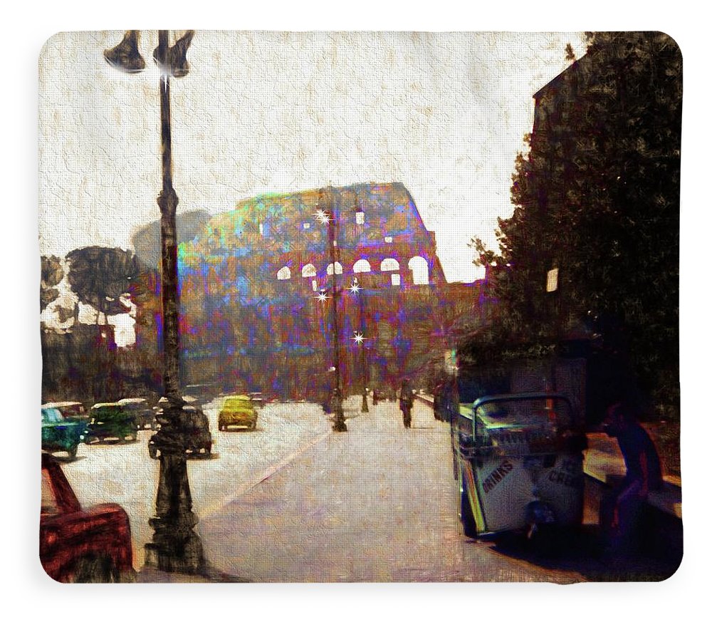 Vintage Travel Down The Street From The Colosseum - Blanket