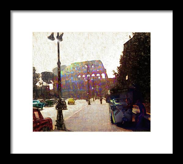 Vintage Travel Down The Street From The Colosseum - Framed Print