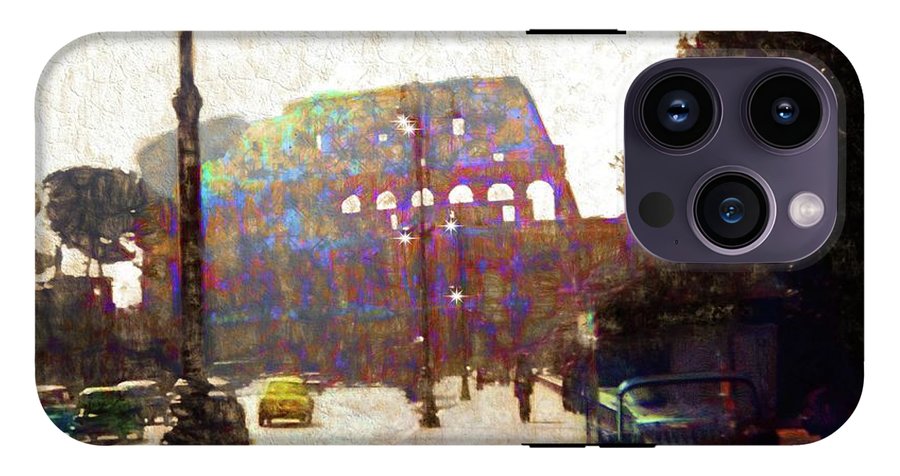 Vintage Travel Down The Street From The Colosseum - Phone Case