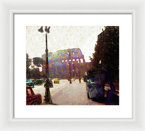 Vintage Travel Down The Street From The Colosseum - Framed Print