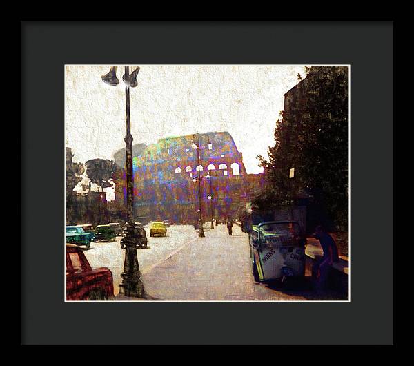 Vintage Travel Down The Street From The Colosseum - Framed Print