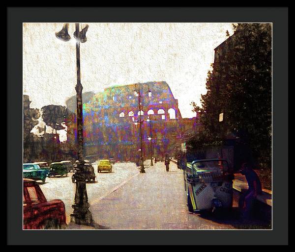 Vintage Travel Down The Street From The Colosseum - Framed Print