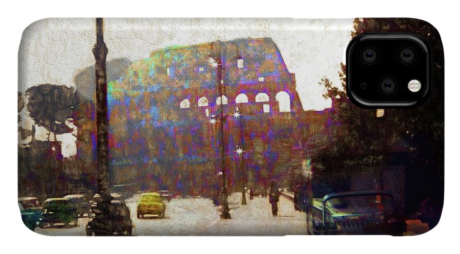 Vintage Travel Down The Street From The Colosseum - Phone Case