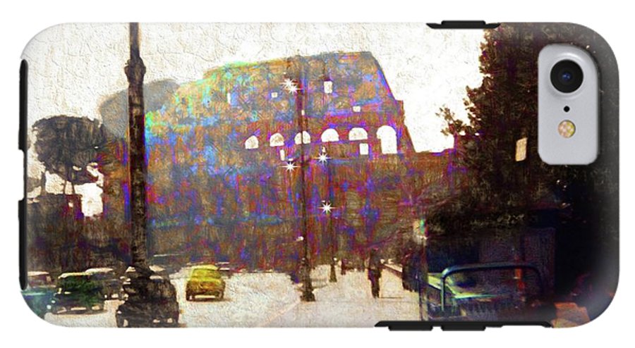 Vintage Travel Down The Street From The Colosseum - Phone Case