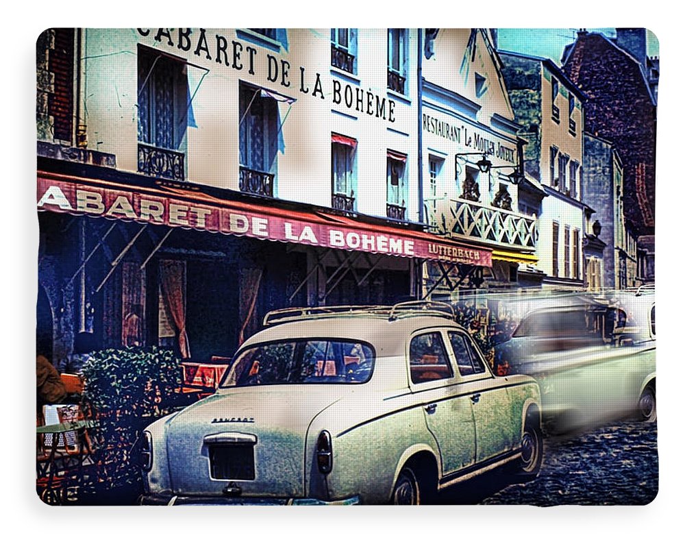 Vintage Travel French cafe Street Scene 1967 - Blanket