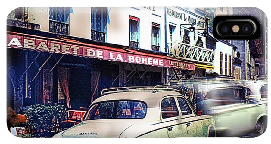 Vintage Travel French cafe Street Scene 1967 - Phone Case