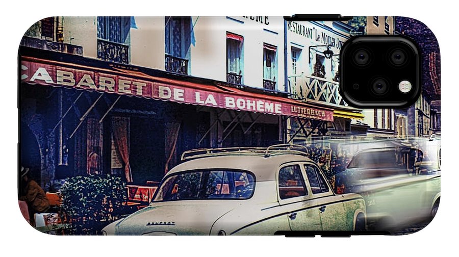 Vintage Travel French cafe Street Scene 1967 - Phone Case