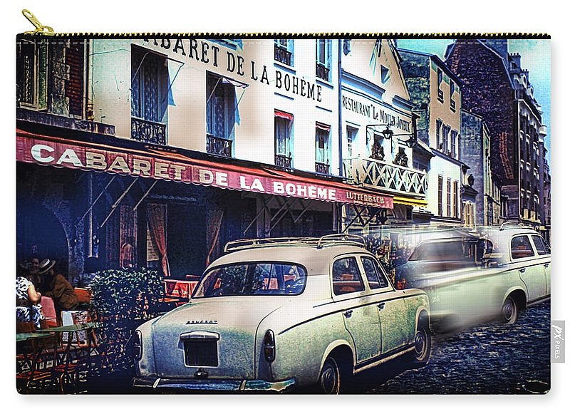 Vintage Travel French cafe Street Scene 1967 - Carry-All Pouch