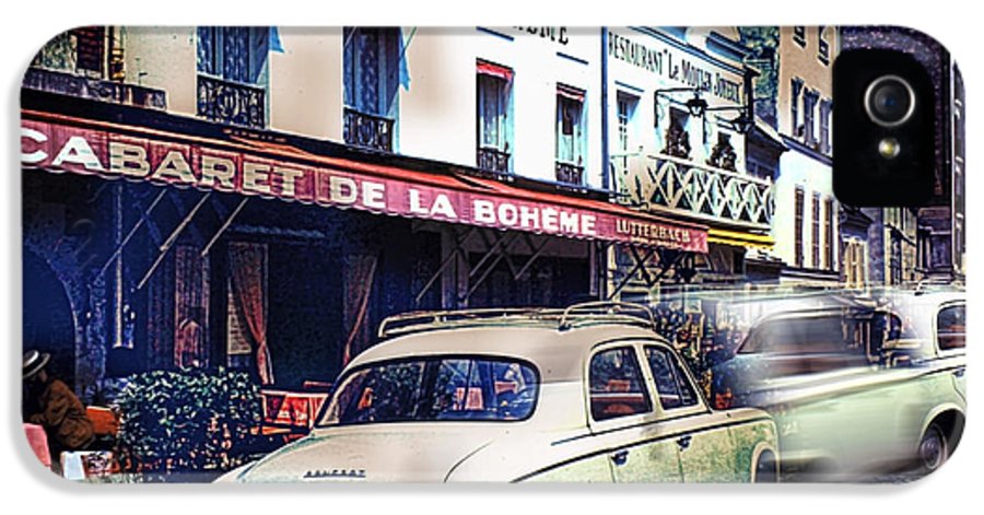 Vintage Travel French cafe Street Scene 1967 - Phone Case