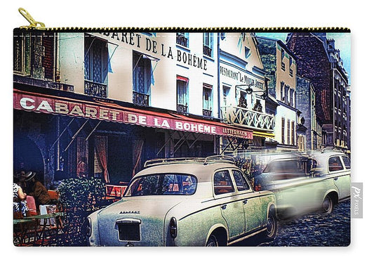 Vintage Travel French cafe Street Scene 1967 - Carry-All Pouch