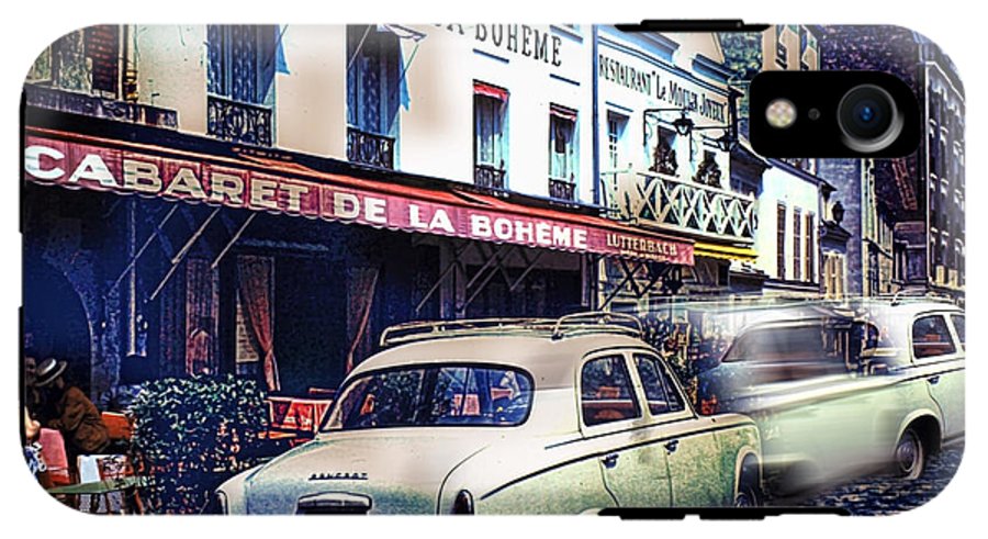 Vintage Travel French cafe Street Scene 1967 - Phone Case