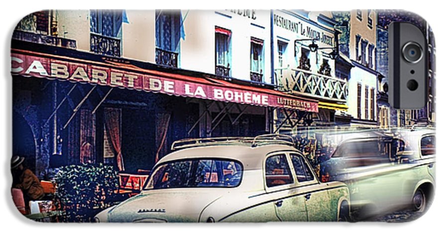 Vintage Travel French cafe Street Scene 1967 - Phone Case