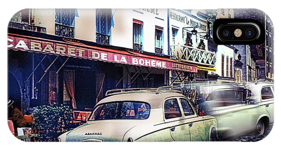 Vintage Travel French cafe Street Scene 1967 - Phone Case