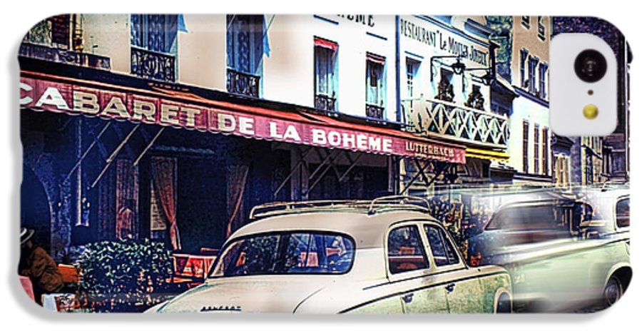 Vintage Travel French cafe Street Scene 1967 - Phone Case