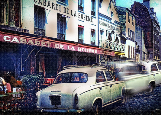 Vintage Travel French cafe Street Scene 1967 - Puzzle