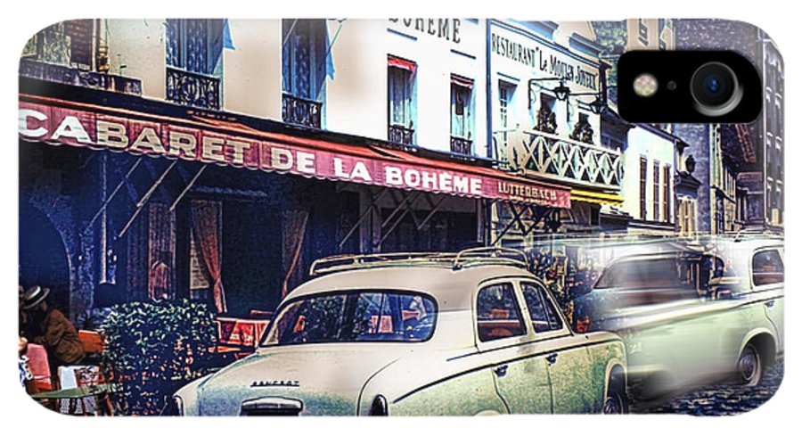 Vintage Travel French cafe Street Scene 1967 - Phone Case