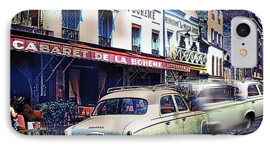Vintage Travel French cafe Street Scene 1967 - Phone Case