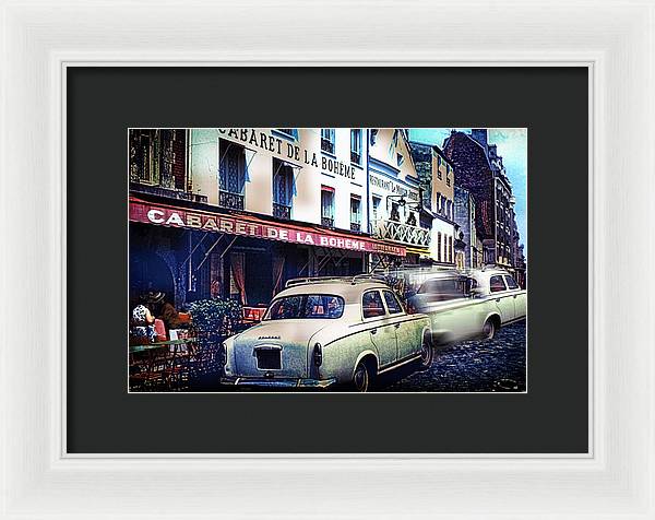 Vintage Travel French cafe Street Scene 1967 - Framed Print