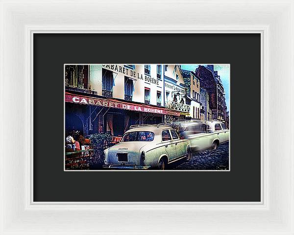 Vintage Travel French cafe Street Scene 1967 - Framed Print