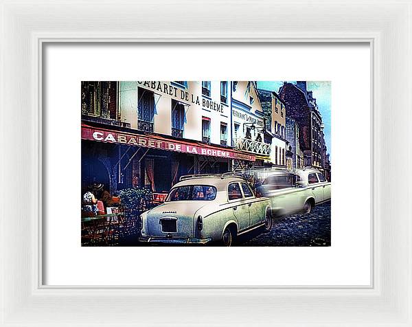 Vintage Travel French cafe Street Scene 1967 - Framed Print