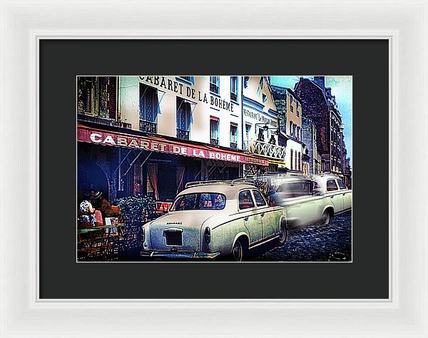Vintage Travel French cafe Street Scene 1967 - Framed Print