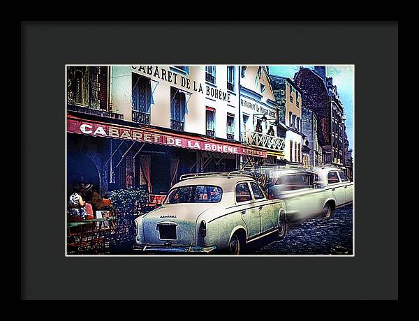 Vintage Travel French cafe Street Scene 1967 - Framed Print