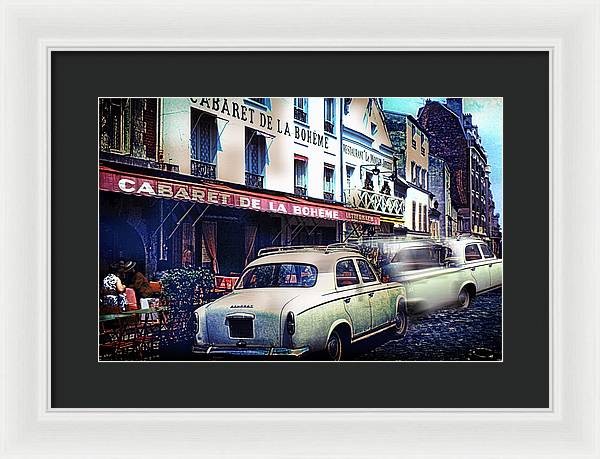 Vintage Travel French cafe Street Scene 1967 - Framed Print