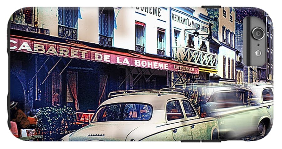 Vintage Travel French cafe Street Scene 1967 - Phone Case