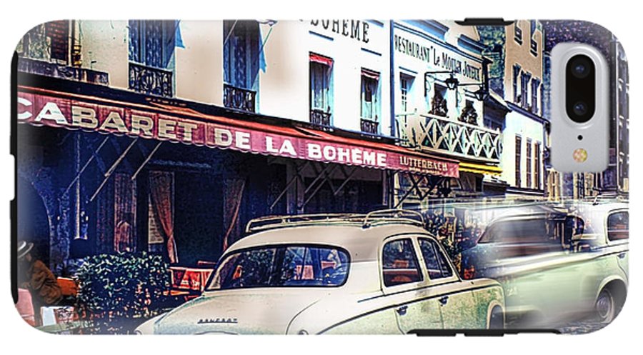 Vintage Travel French cafe Street Scene 1967 - Phone Case