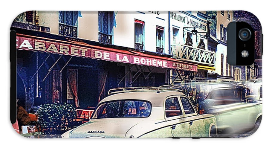 Vintage Travel French cafe Street Scene 1967 - Phone Case