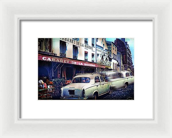 Vintage Travel French cafe Street Scene 1967 - Framed Print