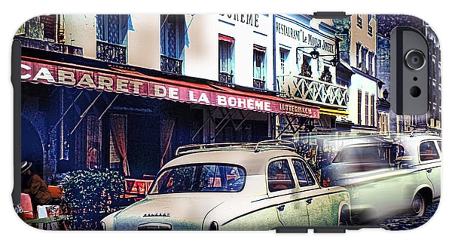Vintage Travel French cafe Street Scene 1967 - Phone Case
