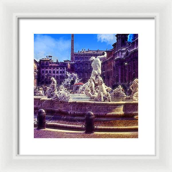 Vintage Travel Italian Fountain - Framed Print