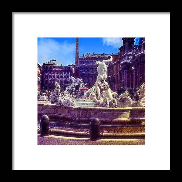 Vintage Travel Italian Fountain - Framed Print