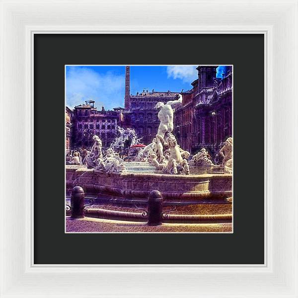 Vintage Travel Italian Fountain - Framed Print