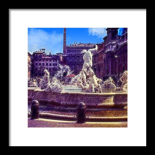 Vintage Travel Italian Fountain - Framed Print